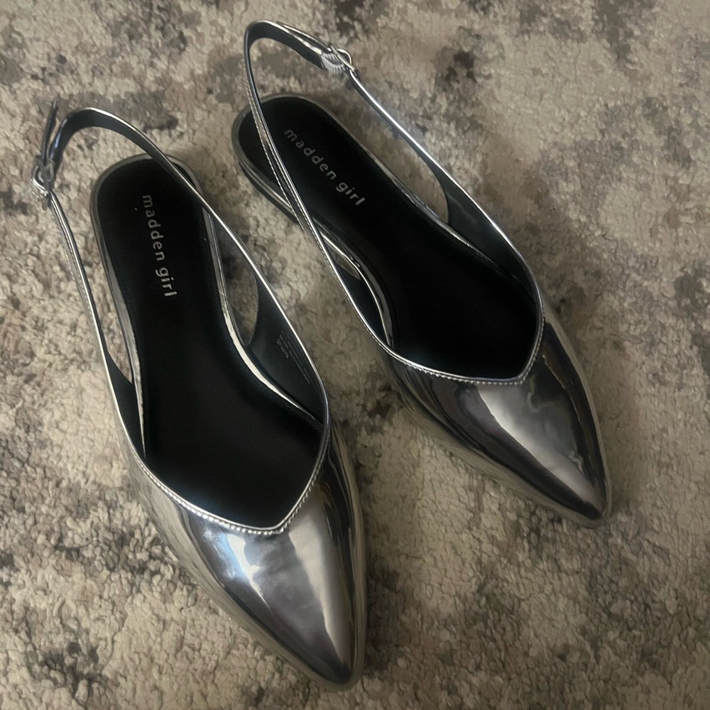 Madden Girl Metallic Silver Slingback Flats